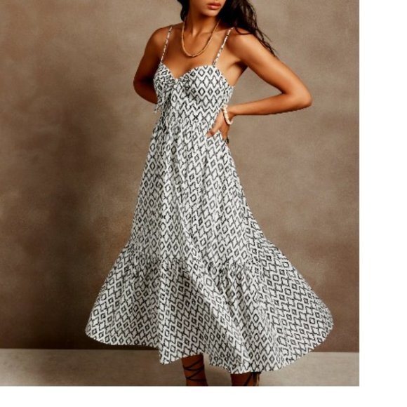 Banana Republic Dresses & Skirts - BNWT BANANA REPUBLIC tie-front maxi white / black (PL)